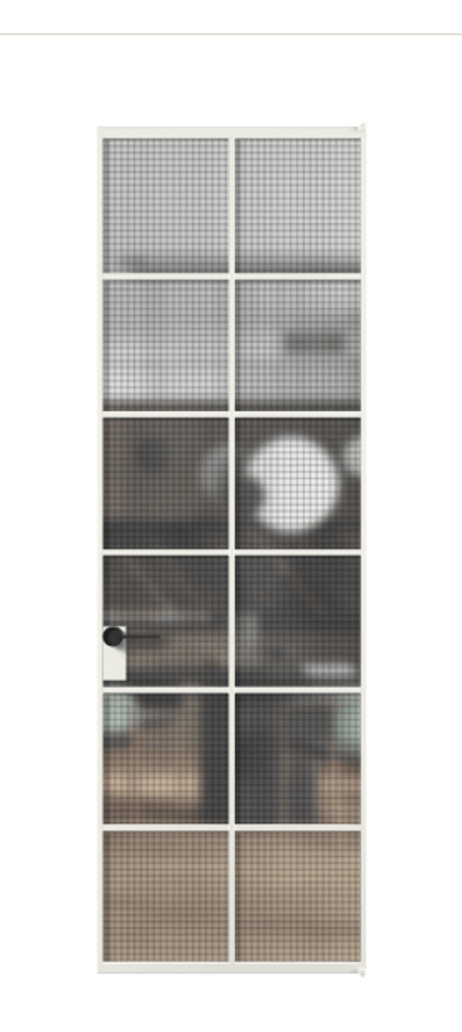 Алюминиевая дверь АЛПЛ040.05 Алюминий светло-серый Декоративное стекло с сеткой "Mesh silver", триплекс Цена 121772  | Volhovec