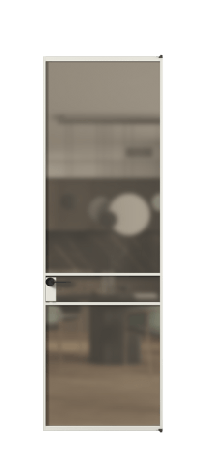 Алюминиевая дверь АЛПЛ040.02 Алюминий серый Сатинированное бронзовое стекло, триплекс Цена 25165910  | Volhovec