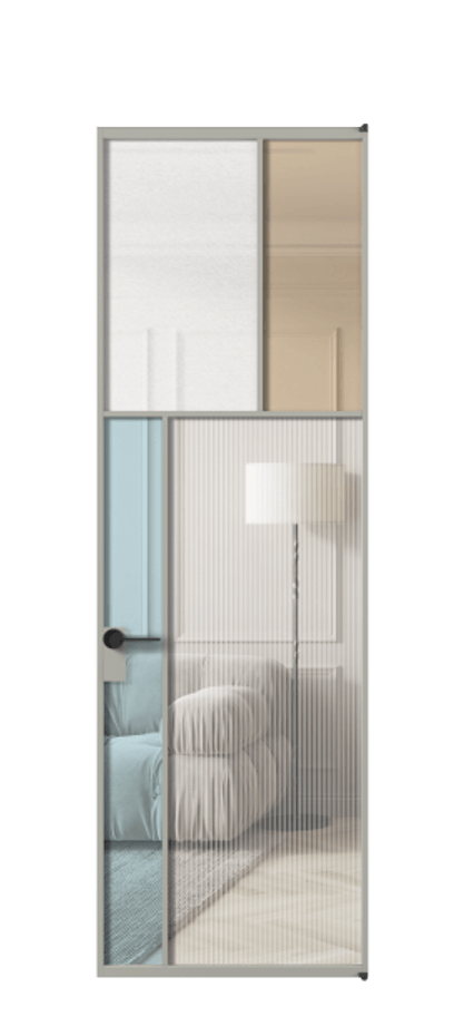 Межкомнатная дверь Mosaic АЛПЛ041.22 Алюминий нейтральный серый Комбинация стекол Группы 1 и Группы 3 Цена 127772 ₽ | Volhovec