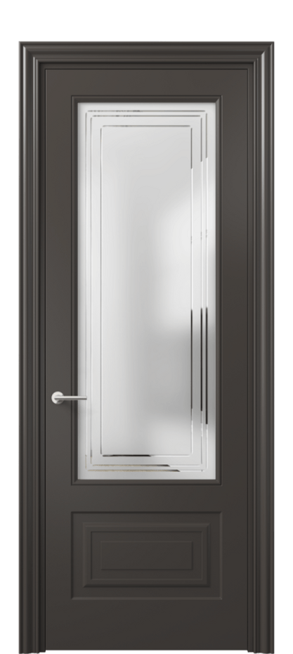 Дверь межкомнатная Mascot 8442 Матовый антрацит Сатинированное стекло с гравировкой "Грани", триплекс Фигурный наличник МАН Цена 62079 ₽ Наличники уже входят в базовый комплект. Фабрика дверей Волховец 8 (800) 551 43 19 Межкомнатная дверь Mascot 8442 Матовый антрацит Сатинированное стекло с гравировкой "Грани", триплекс Цена 62079 ₽ | Volhovec