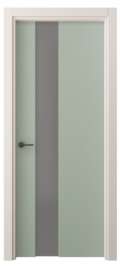 Межкомнатная дверь Freedom 4224 ПЭТ светло-оливковый Сатинированное серое стекло, триплекс Цена 28879 ₽ | Volhovec