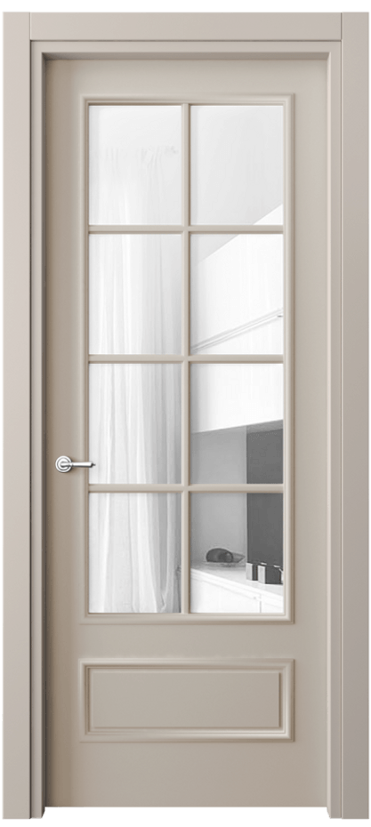 Межкомнатная дверь Париж 8112 Матовый светло-бежевый Прозрачное стекло Цена 76999 ₽| Volhovec