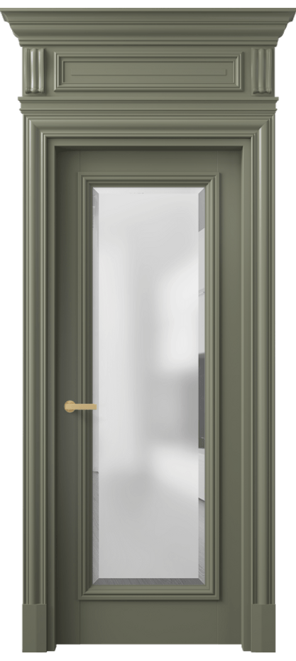 Межкомнатная дверь Антик 7300 Матовый оливковый тёмный Сатинированное стекло с фацетом Цена 162309 ₽ | Volhovec