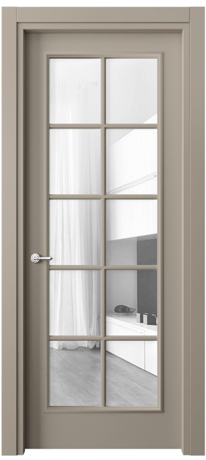 Межкомнатная дверь Paris 8102 Матовый бисквитный Прозрачное стекло Цена 57919 ₽| Volhovec