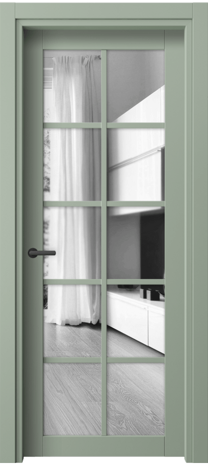 Межкомнатная дверь Neo// 2106 ПЭТ светло-оливковый Двустороннее зеркало, триплекс Цена 28559 ₽ | Volhovec