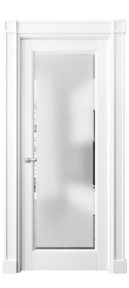 Межкомнатная дверь Toscana Plano 6300 Бук белоснежный Сатинированное стекло с фацетом Цена 99583 ₽ | Volhovec