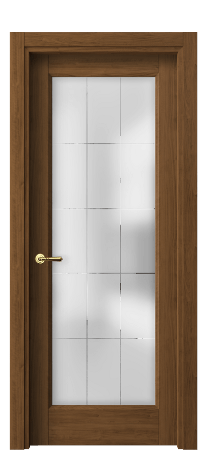 Межкомнатная дверь Галант 1402 Лесной орех Сатинированное стекло с гравировкой "Лофт" Цена 32379 ₽ | Volhovec