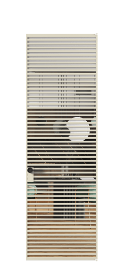 Алюминиевая дверь АЛПЛ040.07 Алюминий бежево-серый Прозрачное стекло "Кристал Вижн", калёное Цена 199890  | Volhovec