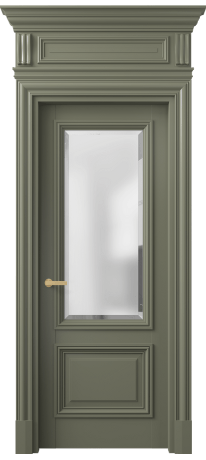 Межкомнатная дверь Антик 7302 Матовый оливковый тёмный Сатинированное стекло с фацетом Цена 162309 ₽ | Volhovec