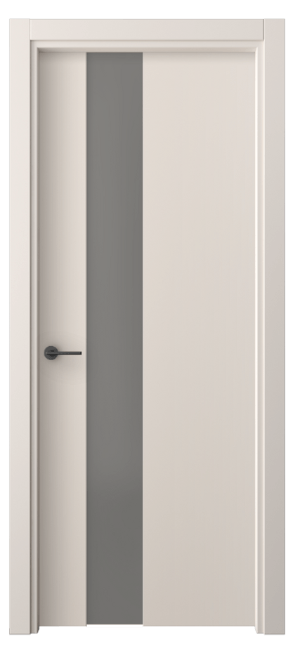 Межкомнатная дверь Freedom 4224 ПЭТ пудровый бежевый Сатинированное серое стекло, триплекс Цена 7815360 so'm | Volhovec