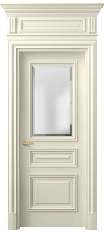 Межкомнатная дверь Antique 7304 Бук молочно-белый Сатинированное стекло с фацетом Цена 124183 ₽ | Volhovec