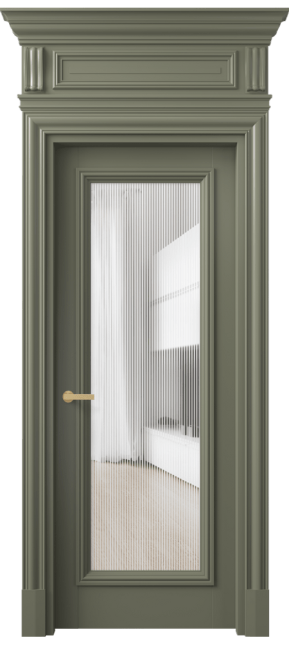 Межкомнатная дверь Антик 7300 Матовый оливковый тёмный Рифлёное стекло "Дюна", триплекс Цена 166309 ₽ | Volhovec