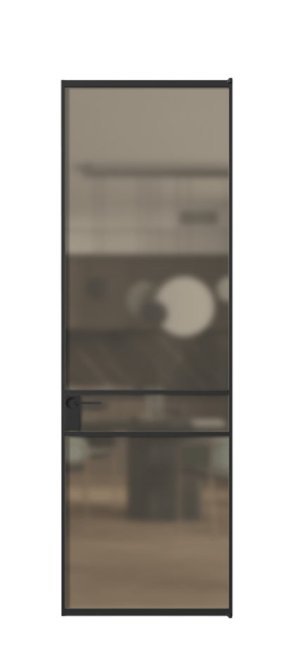 Алюминиевая дверь АЛПЛ040.02 Алюминий Черный Сатинированное бронзовое стекло, триплекс Цена 107452  | Volhovec