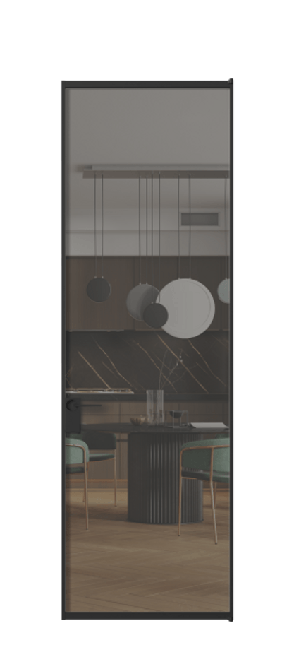 Алюминиевая дверь АЛПЛ040.01 Алюминий Черный Прозрачное серое стекло, триплекс Цена 103132  | Volhovec