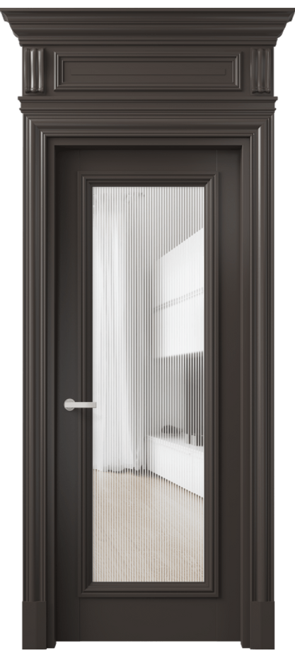 Межкомнатная дверь Antique 7300 Бук антрацит Рифлёное стекло "Дюна", триплекс Цена 127383 ₽ | Volhovec