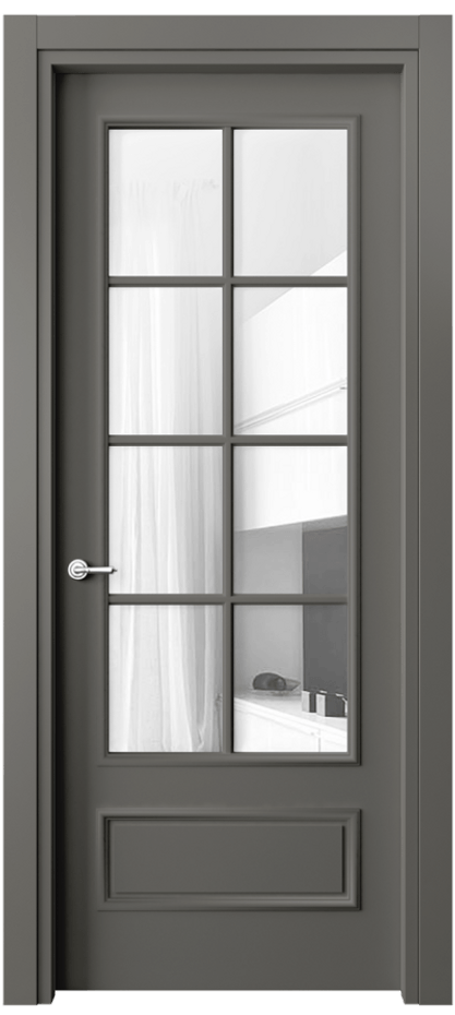 Межкомнатная дверь Paris 8112 Матовый классический серый Прозрачное стекло Цена 57919 ₽| Volhovec