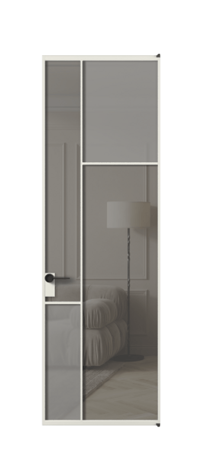 Межкомнатная дверь Mosaic АЛПЛ041.11 Алюминий серый Сатинированное серое стекло, триплекс, 6 мм + Прозрачное серое стекло, триплекс Цена 127772 ₽ | Volhovec