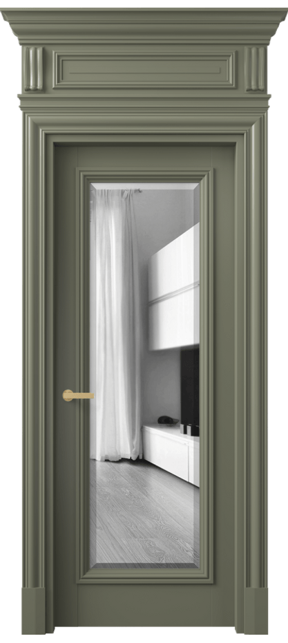 Дверь межкомнатная Антик 7300 Матовый оливковый тёмный Двустороннее зеркало с фацетом, триплекс КЭП + Объёмный фриз + Карниз МОТ Цена 167309 ₽ Наличники уже входят в базовый комплект. Фабрика дверей Волховец 8 (800) 551 43 19 Межкомнатная дверь Антик 7300 Матовый оливковый тёмный Двустороннее зеркало с фацетом, триплекс Цена 167309 ₽ | Volhovec