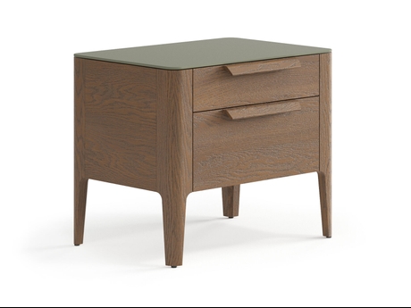 Мебель Тумба прикроватная Piega 2 ящика. Цвет Дуб туманный матовый. Материал Массив дуба матовый. Коллекция Тумба прикроватная Piega 2 ящика. Картинка.