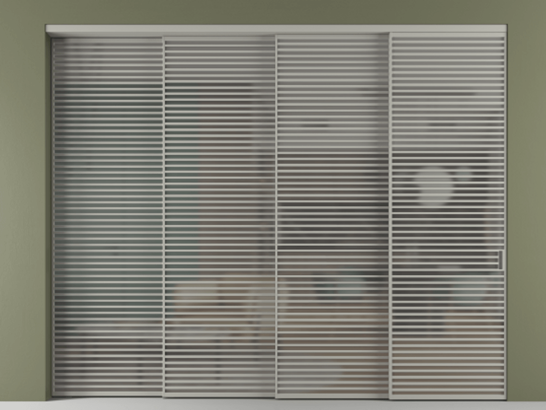 Перегородка Formato внутри проёма телескопик синхро 3 АЛПР 040.07 Алюминий нейтральный серый Сатинированное серое стекло, триплекс Цена 863500 ₽ | Volhovec