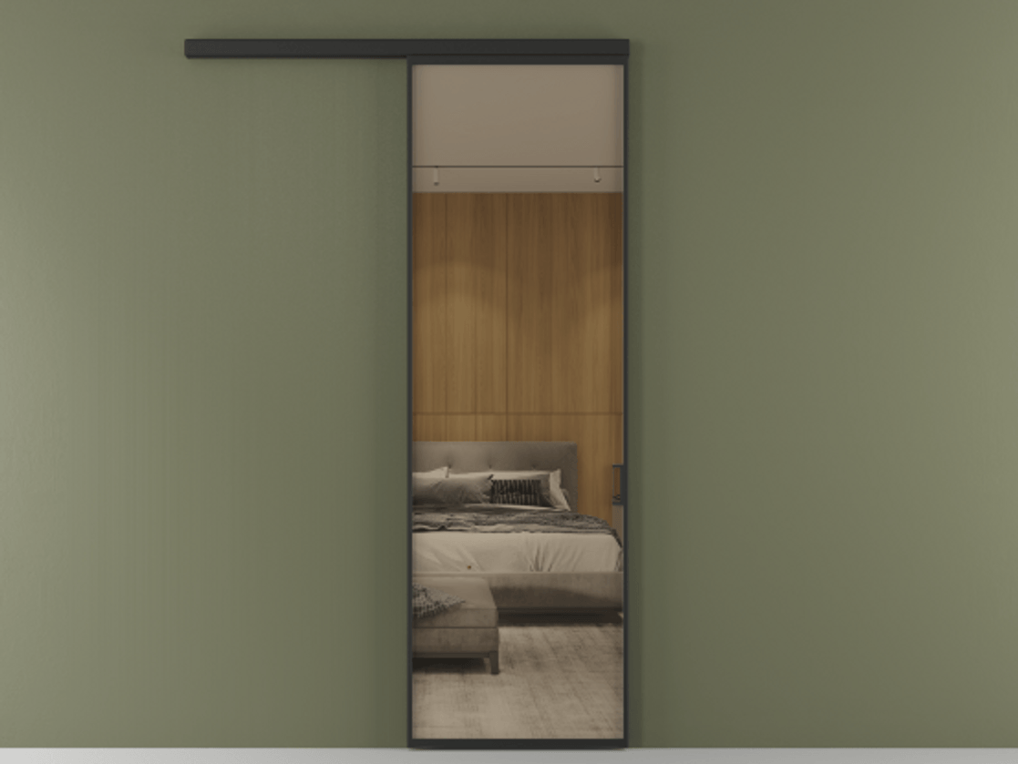 Перегородка Formato вдоль стены 1 створка АЛПР 040.01 Алюминий Черный Рефлективное бронзовое стекло "Stopsol", калёное Цена 24157000 so'm  | Volhovec