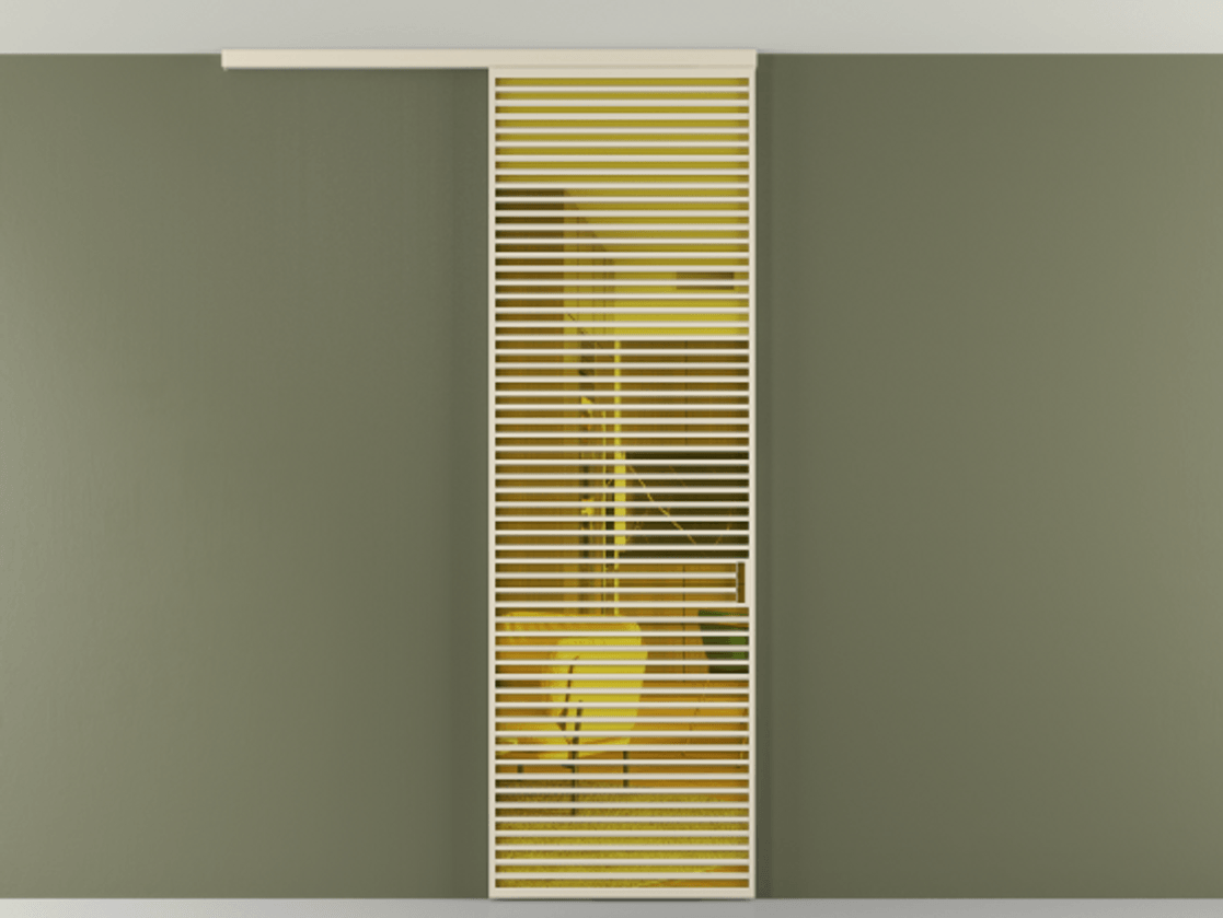 Перегородка Formato вдоль стены на потолок одностворчатая АЛПР 040.07 Алюминий бежево-серый Прозрачное жёлтое стекло, триплекс Цена 203840 ₽ | Volhovec