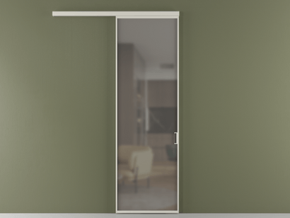 Алюминевая перегородка vd1_01_ Алюминий тёплый серый Серый сатин матовое. Цвет Алюминий тёплый серый. Материал Алюминий в эмали. Коллекция Перегородка Formato вдоль стены одностворчатая. Картинка.