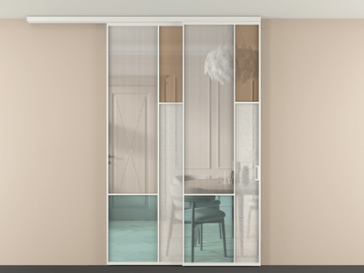 Алюминевая перегородка vdt2_8 Алюминий светло-серый Четыре стекла. Цвет Алюминий светло-серый. Материал Алюминий в эмали. Коллекция Перегородка Mosaic вдоль стены на потолок телескопик синхро 2. Картинка.