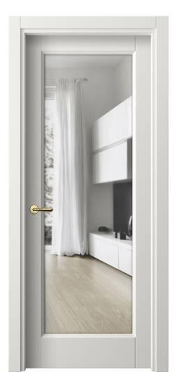 Дверь межкомнатная 1402 ПЭБЛ Прозрачное стекло. Цвет ПЭТ белоснежный. Материал ПЭТ. Коллекция Galant. Картинка.