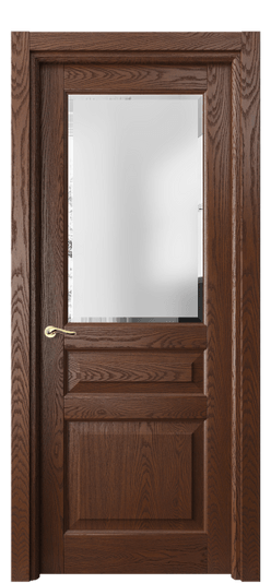 Дверь межкомнатная 0710 ДКЧ.Б Сатинированное стекло с фацетом. Цвет Дуб коньячный брашированный. Материал Массив дуба брашированный. Коллекция Лигнум. Картинка.