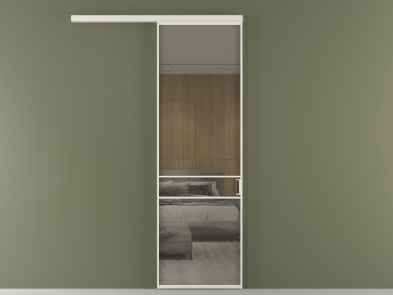 Алюминевая перегородка vd1_02 Stopsol Grey БЕЛ. Цвет Алюминий Белый. Материал Алюминий. Коллекция Перегородка Формато вдоль стены 1 створка. Картинка.