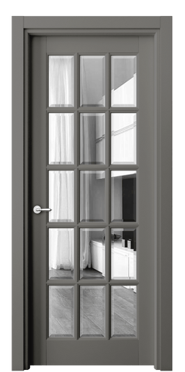 Дверь межкомнатная 6311 БКЛС Зеркало с фацетом. Цвет Бук классический серый. Материал Массив бука эмаль. Коллекция Toscana Grigliato. Картинка.