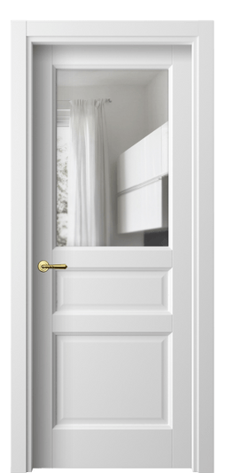 Дверь межкомнатная 1432 БШ Прозрачное стекло. Цвет Белый шёлк. Материал Ciplex ламинатин. Коллекция Galant. Картинка.