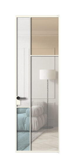 Дверь межкомнатная АЛПЛ041.11 АЖМ 4 стекла. Цвет Алюминий жемчужный. Материал Алюминий в эмали. Коллекция Mosaic. Картинка.