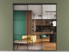 Перегородка Formato внутри проёма 3 створки с синхронным механизмом