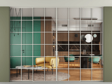 Перегородка Формато внутри проёма скрытое крепление в потолок 4 створки