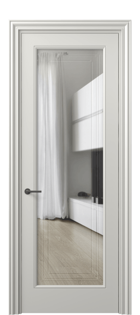 Дверь межкомнатная 8400 МСР Прозрачное стекло с гравировкой Маскот. Цвет Матовый серый. Материал Гладкая эмаль. Коллекция Маскот. Картинка.